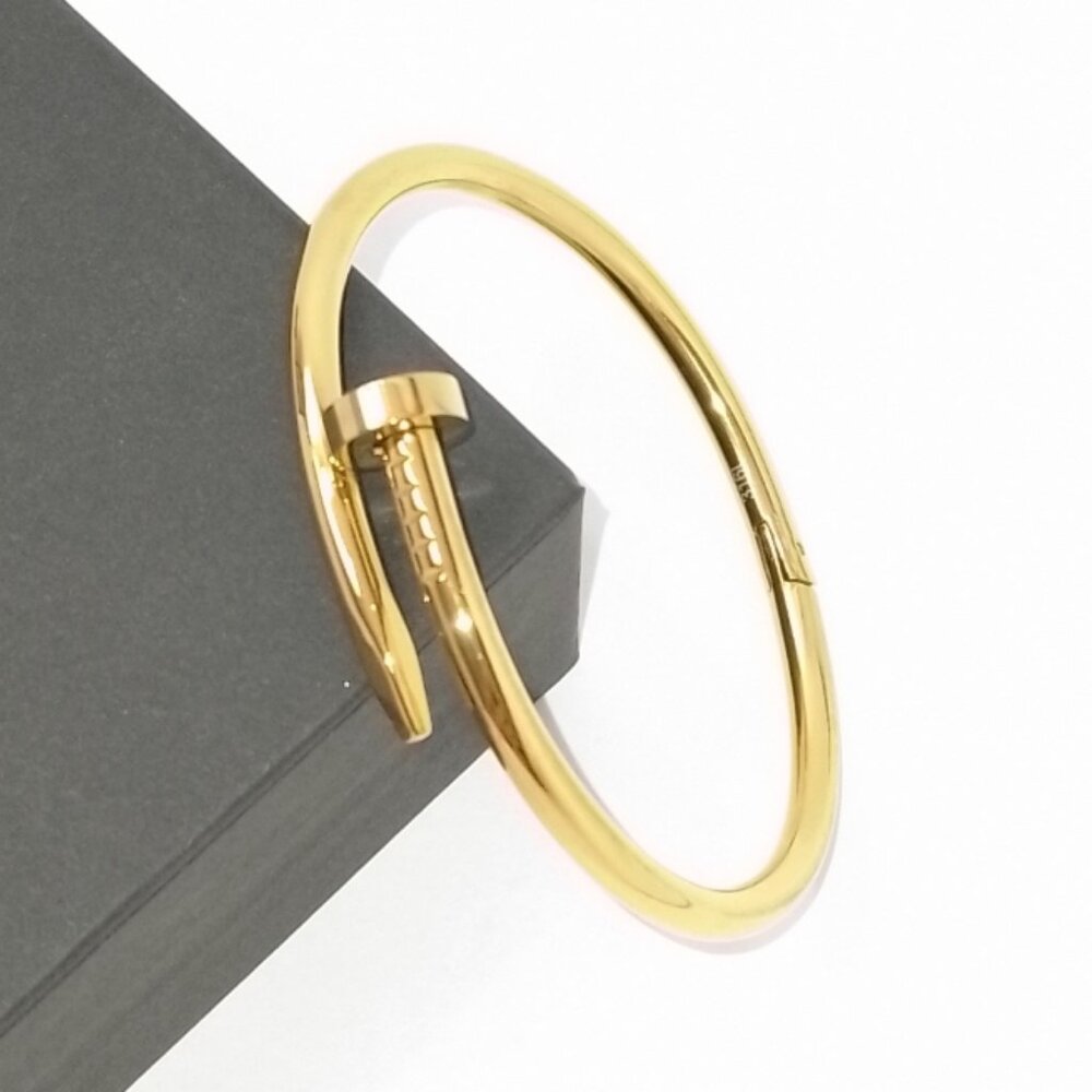 18k Gold Plated Nail-Style Bangle Bracelet | 316L Steel | Gold for Women & Men